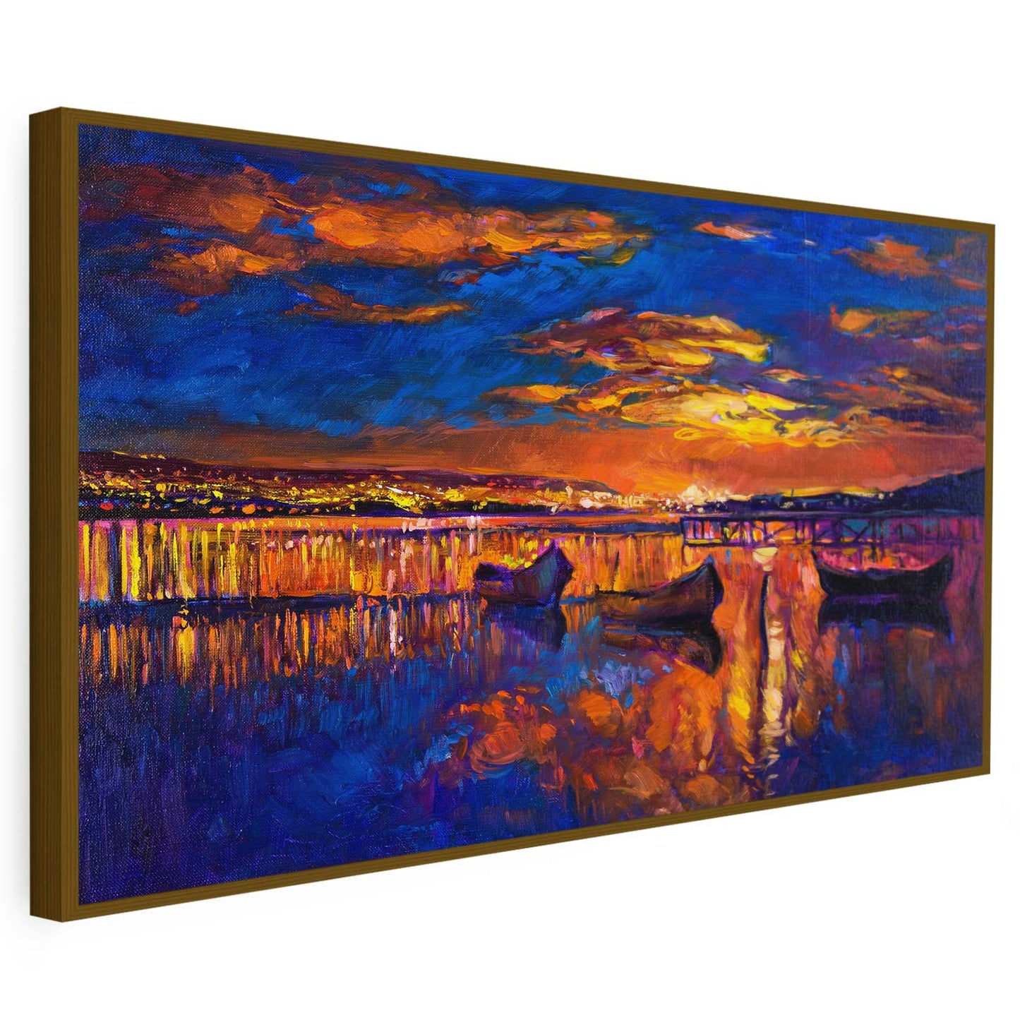 Tableau sur toile d'un navire au coucher de soleil KWADECO