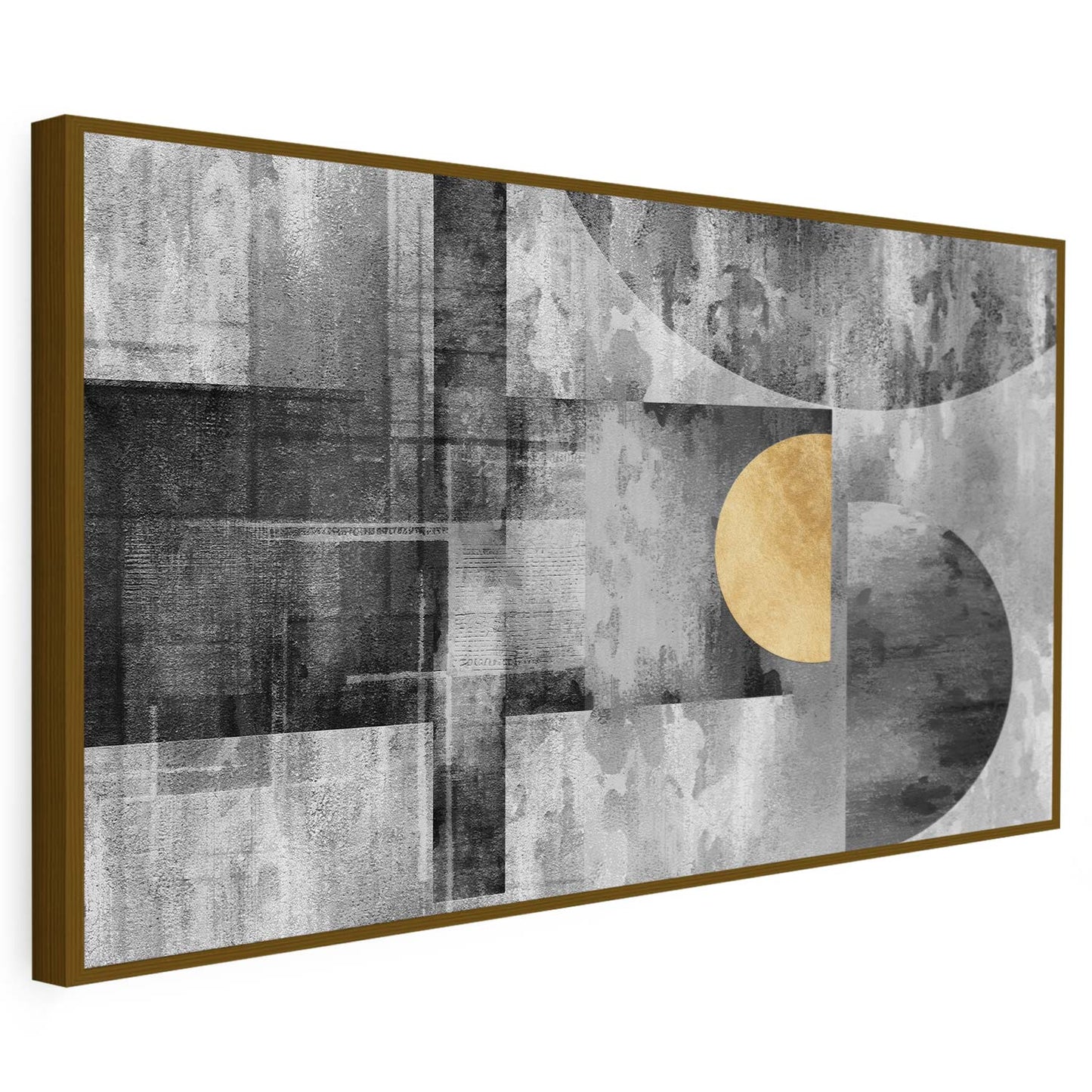Tableau sur toile moderne avec un fond noir et  cercle doré KWADECO