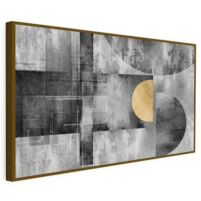 Tableau sur toile moderne avec un fond noir et  cercle doré KWADECO