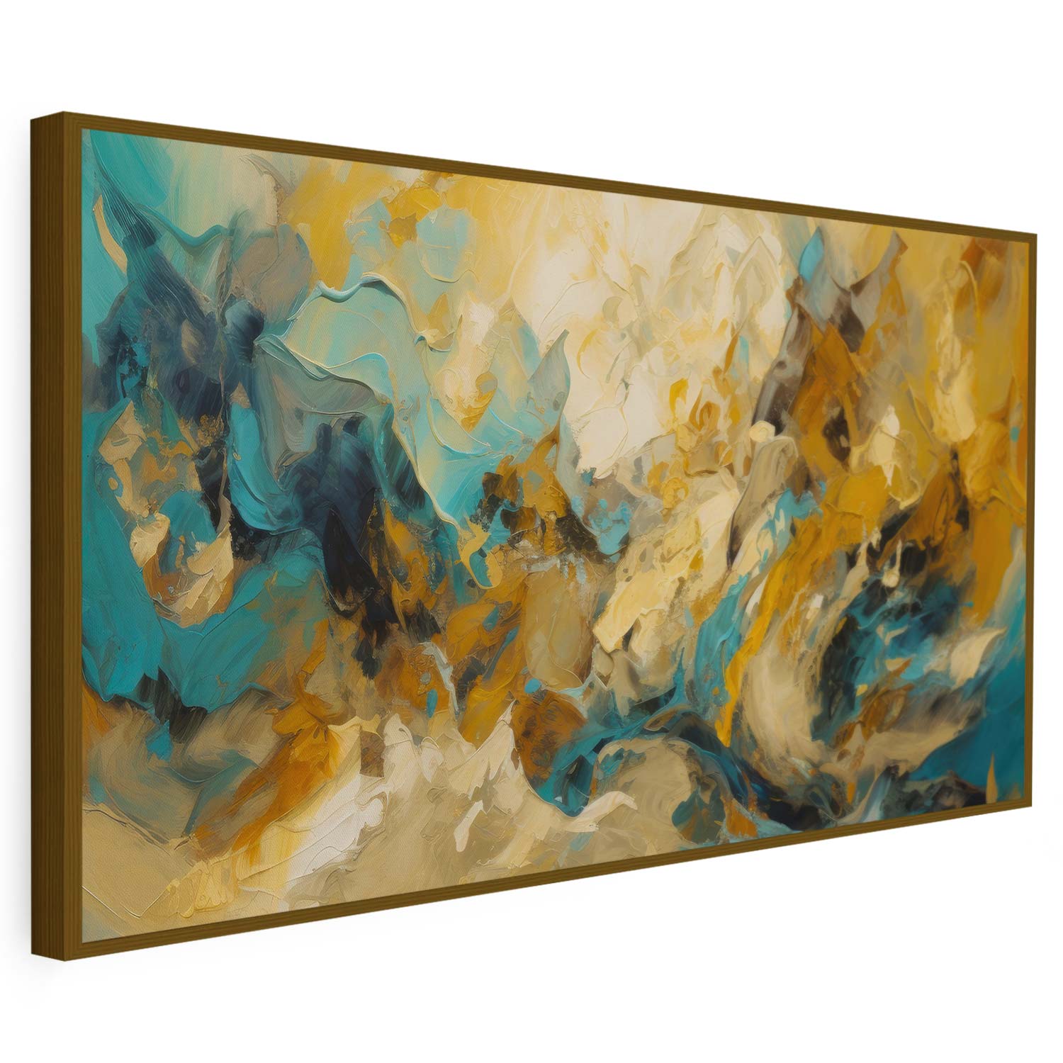 Tableau abstrait sur toile effet peinture dorée KWADECO