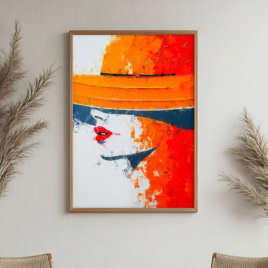 Poster portrait femme style peinture orangé