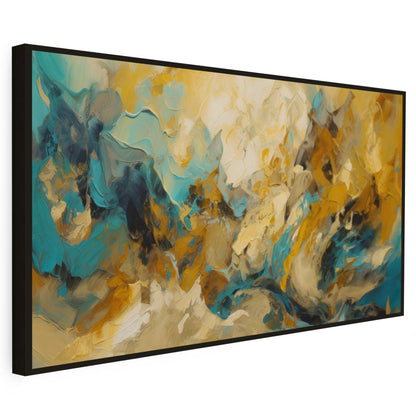 Tableau abstrait sur toile effet peinture dorée KWADECO