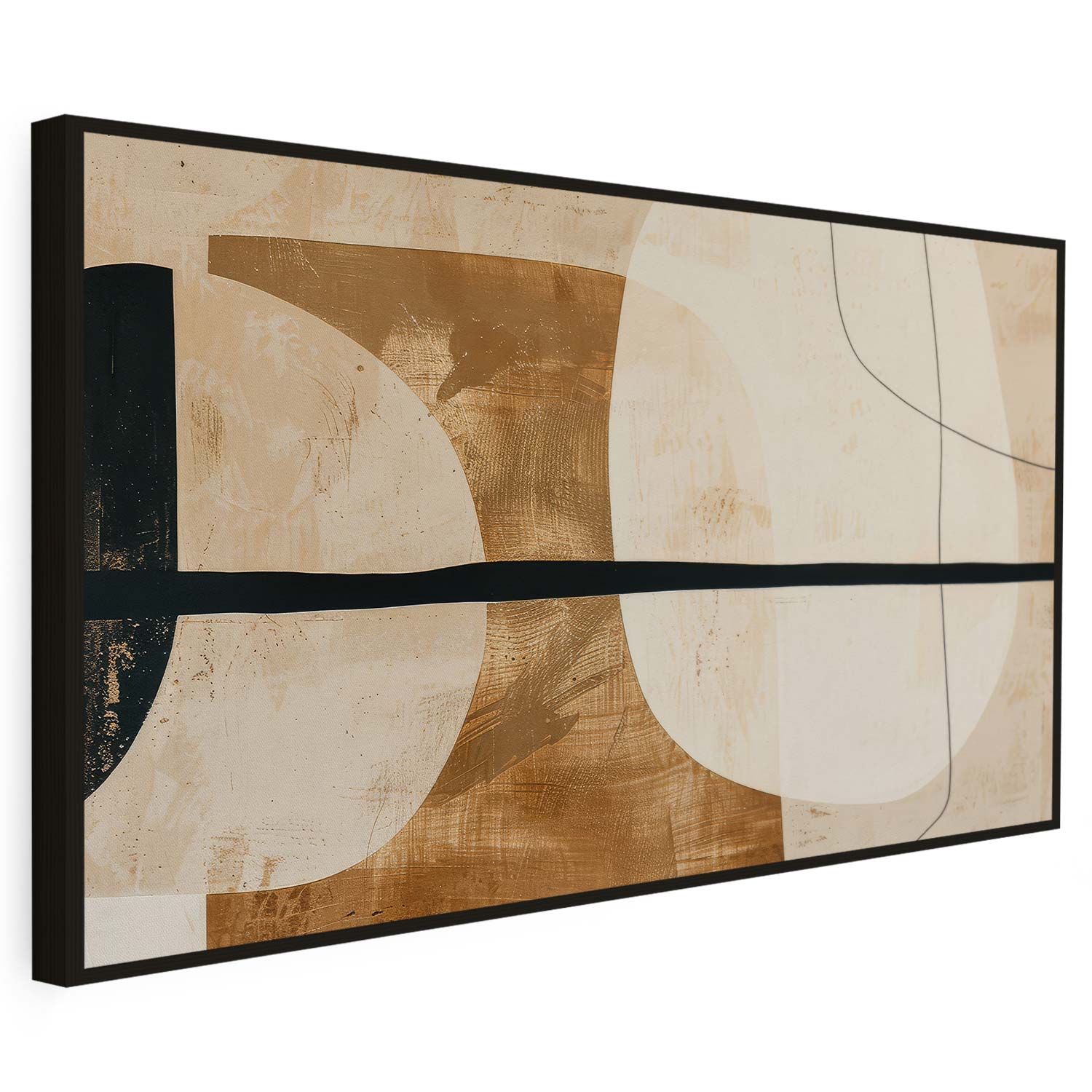 Tableau sur toile d'abstraction dorée et beige KWADECO