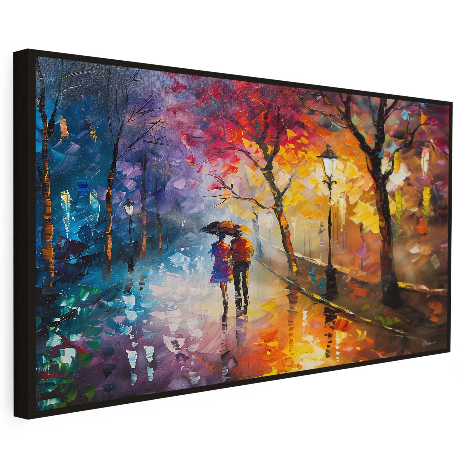 Tableau sur toile d'un couple romantique dans une forêt KWADECO