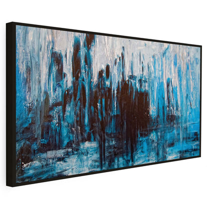 Tableau sur toile abstrait bleu artistique moderne KWADECO