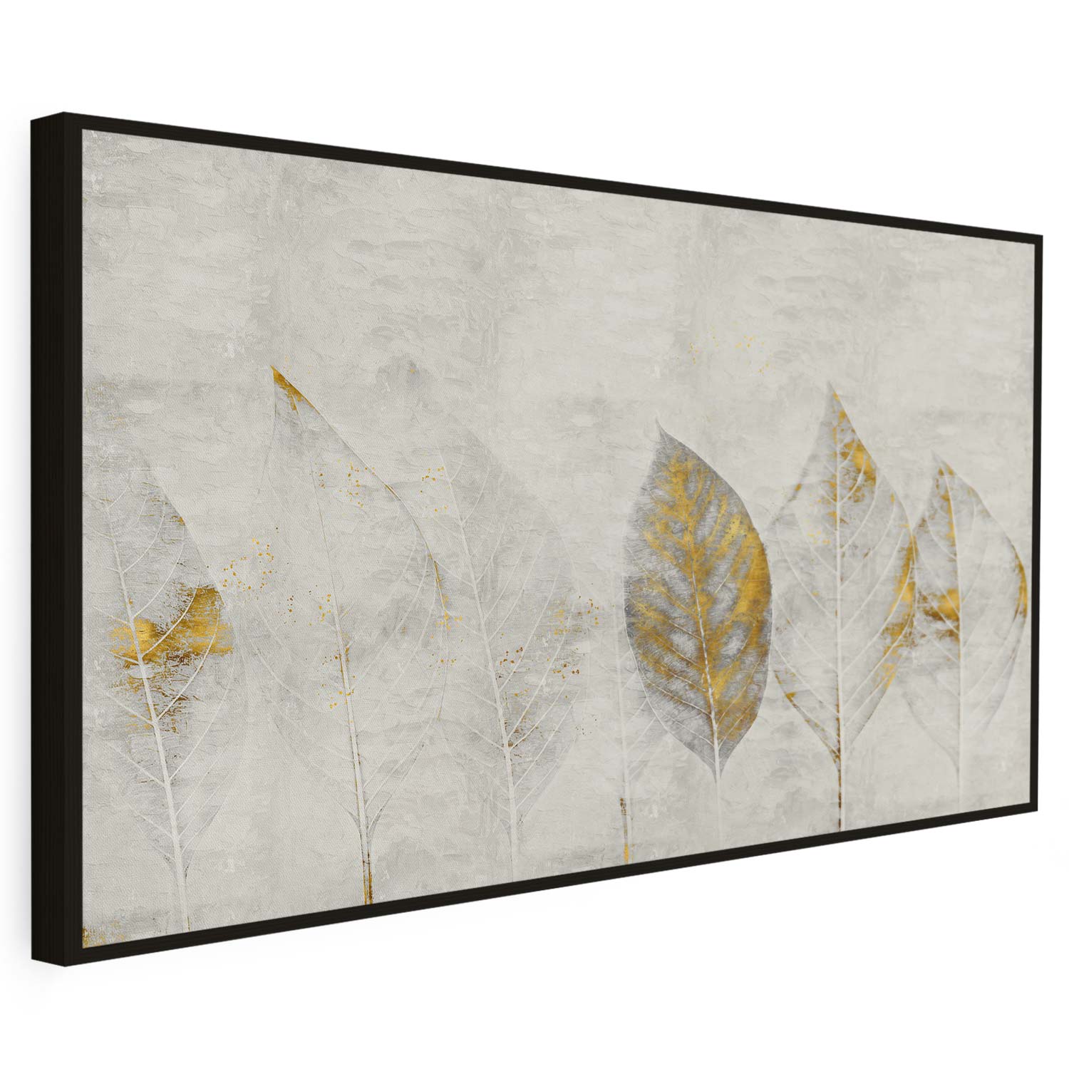 Tableau sur toile d'abstrait plume doré KWADECO