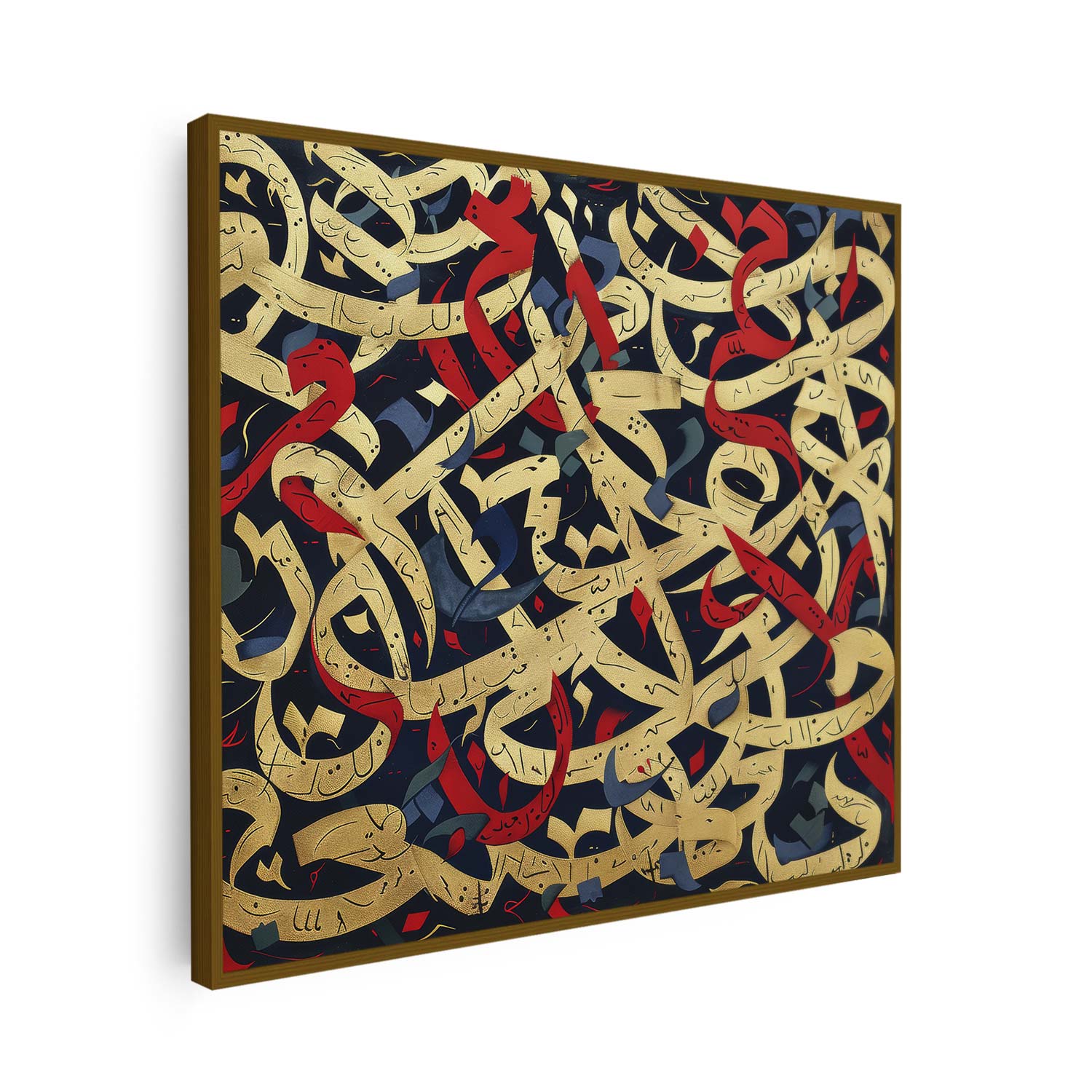 Tableau sur toile calligraphie doré et rouge KWADECO