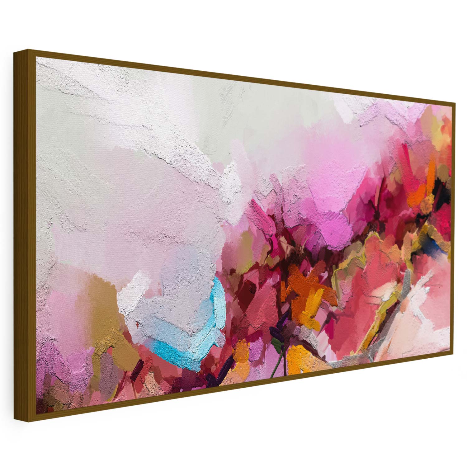 Tableau sur toile abstrait effet peinture couleur rose KWADECO