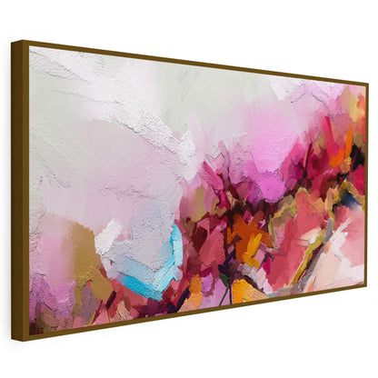Tableau sur toile abstrait effet peinture couleur rose KWADECO