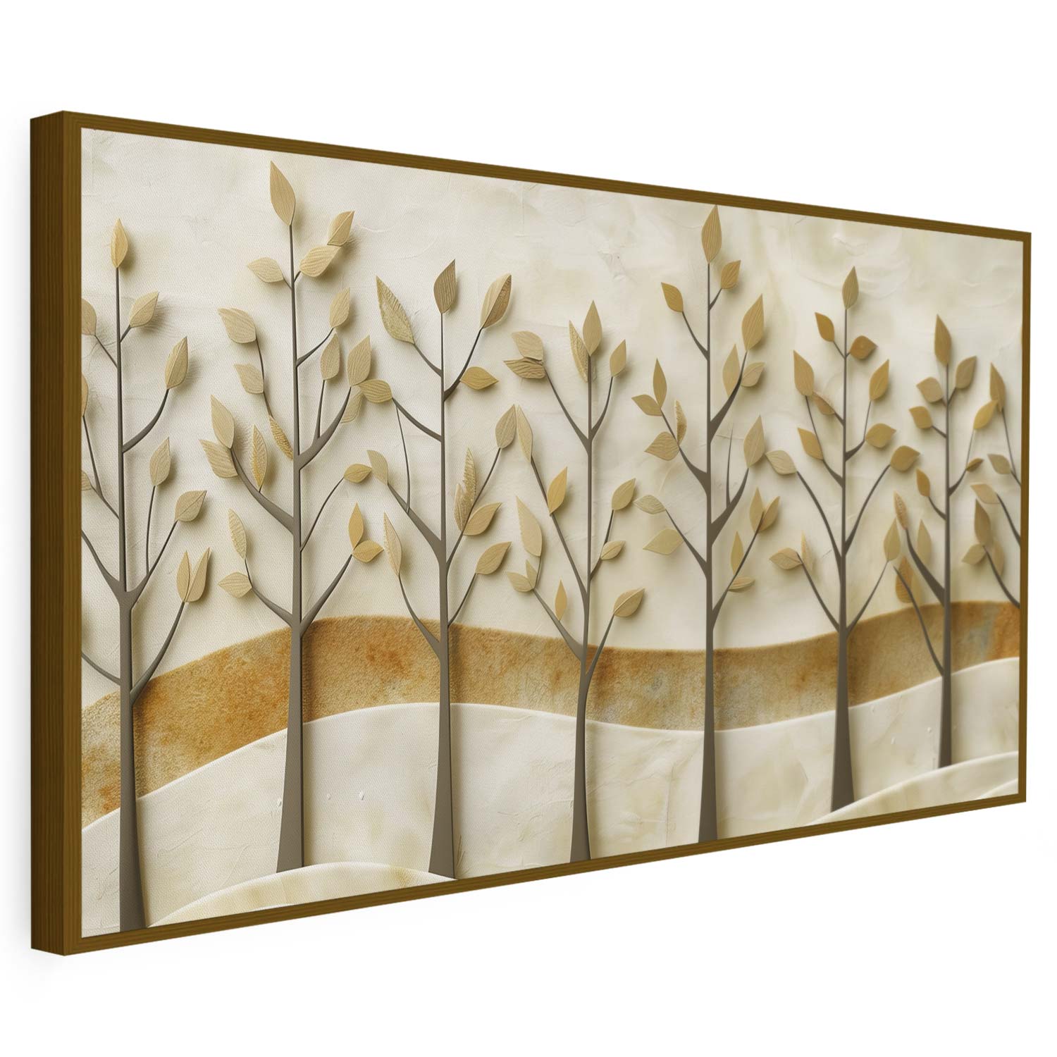 Tableau sur toile d'arbres effet 3D doré KWADECO