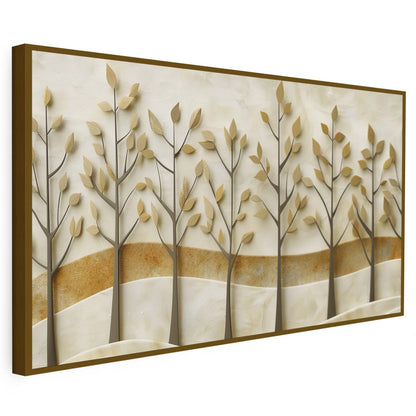 Tableau sur toile d'arbres effet 3D doré KWADECO