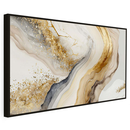 Tableau sur toile de marbre doré à motif vague KWADECO