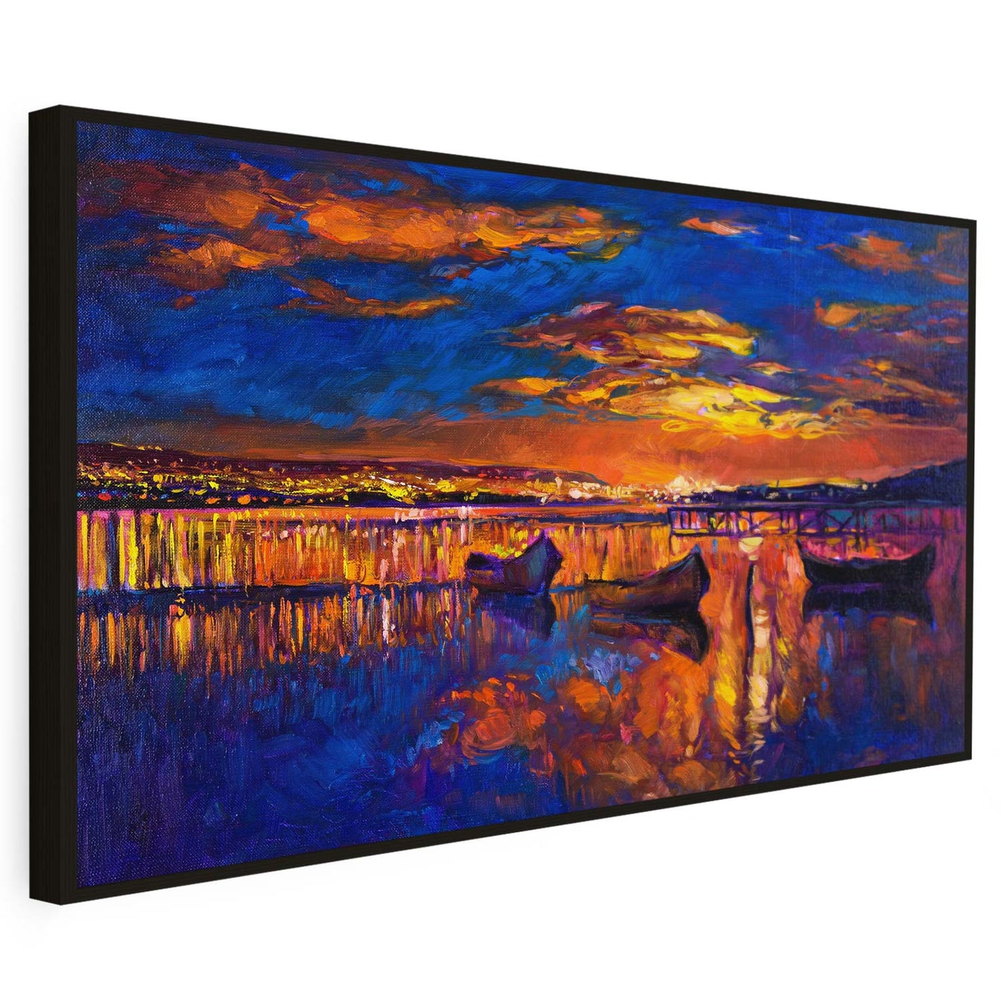 Tableau sur toile d'un navire au coucher de soleil KWADECO