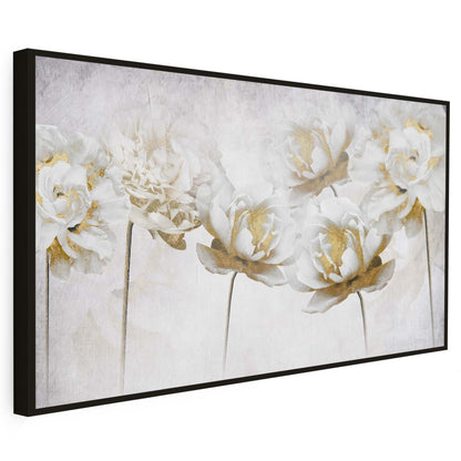 Tableau sur toile d'abstrait moderne de fleur blanche KWADECO