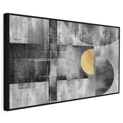 Tableau sur toile moderne avec un fond noir et  cercle doré KWADECO