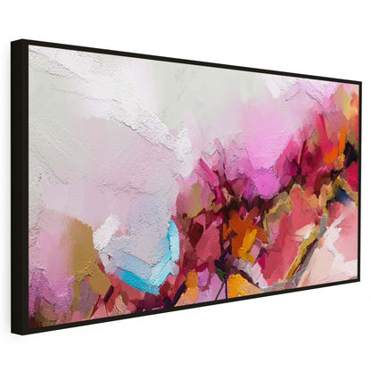 Tableau sur toile abstrait effet peinture couleur rose KWADECO