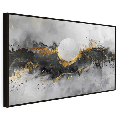 Tableau sur toile d'abstrait marbre avec cercle KWADECO