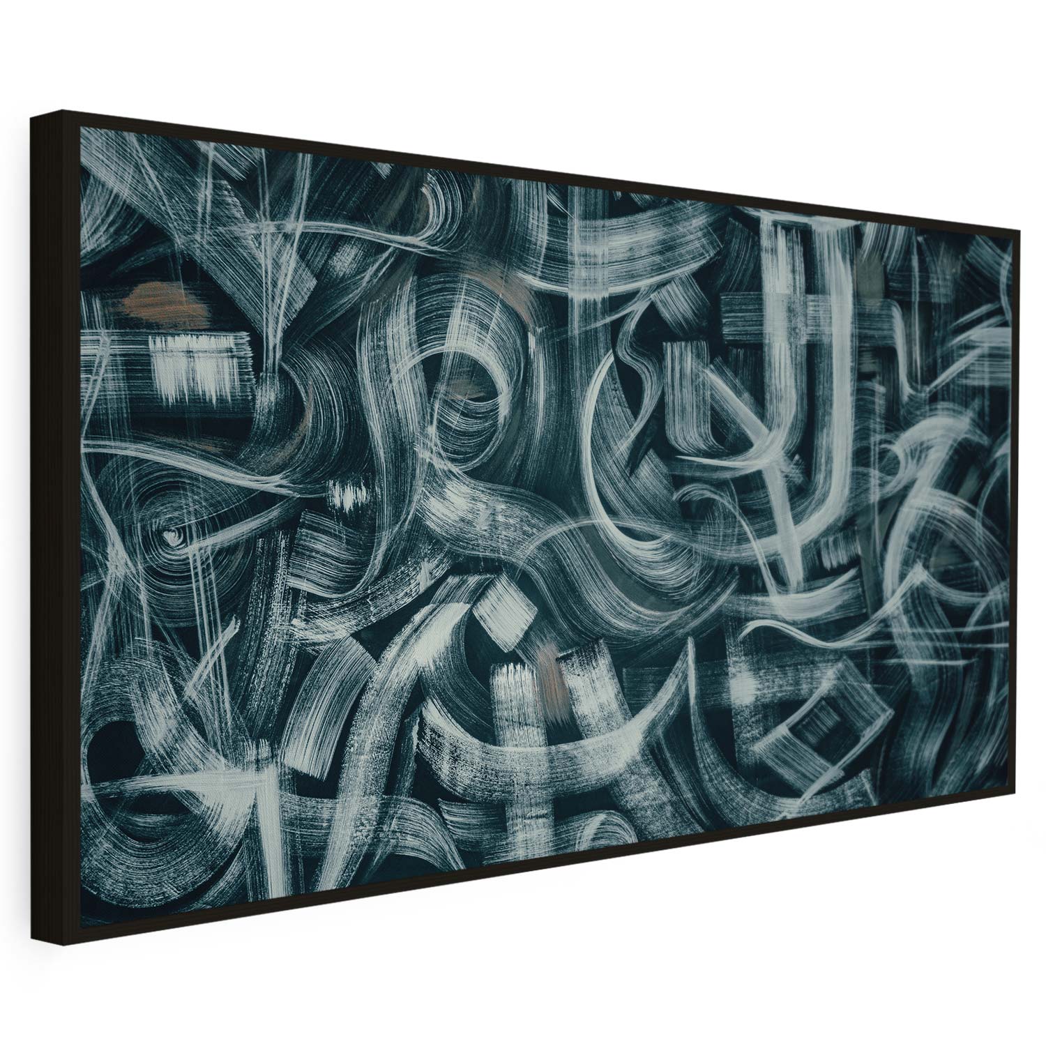 Tableau sur toile calligraphie art noir et blanc minimaliste KWADECO