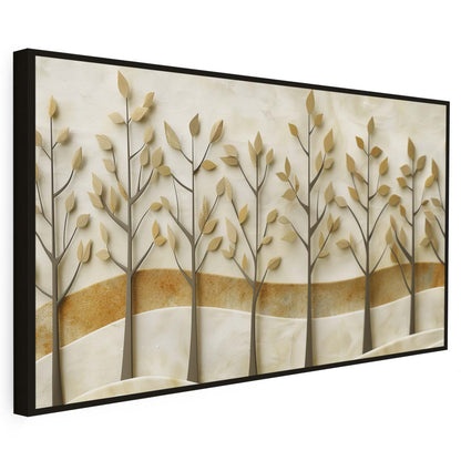 Tableau sur toile d'arbres effet 3D doré KWADECO