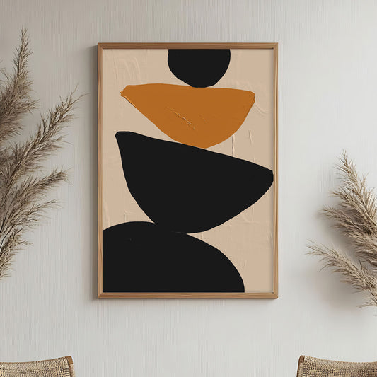 Poster sous verre minimaliste bohème noir et orangé