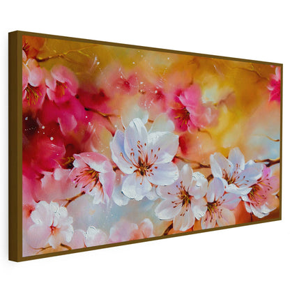 Tableau sur toile de fleurs rose et blanc KWADECO