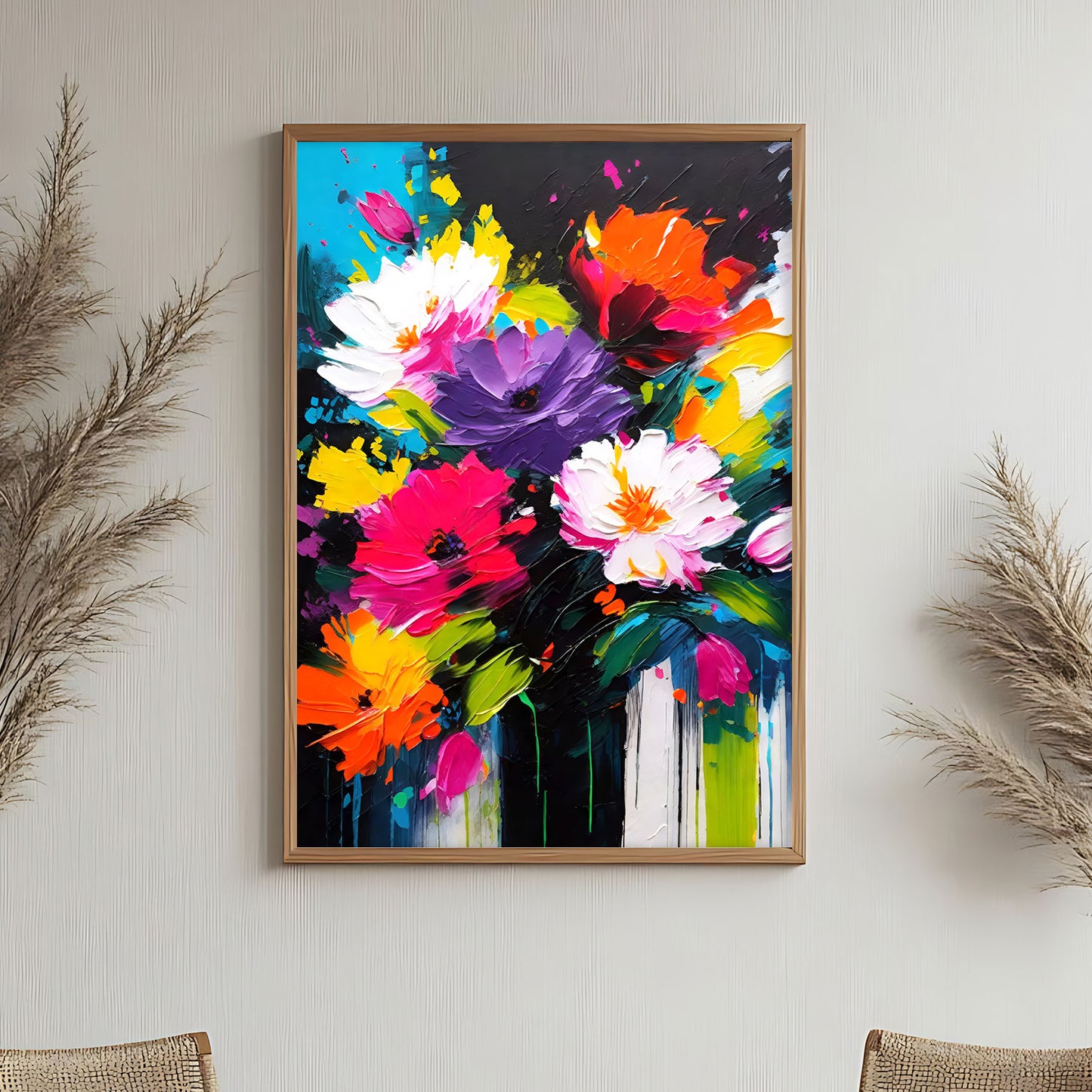 Poster sous verre fleur déployée en éclats