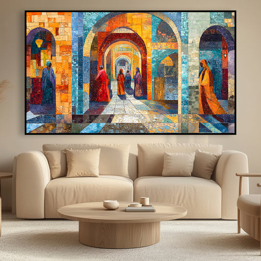 Vue en mosaïque traditionnelle pleine de couleurs et de détails