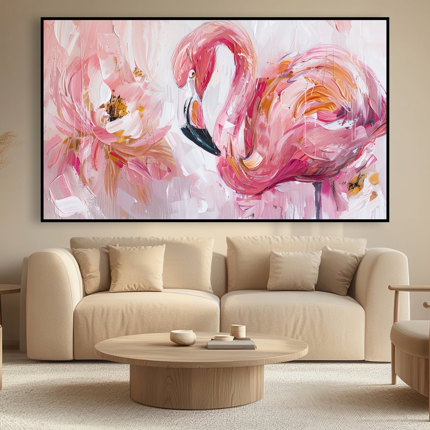 Flamant rose peint dans un style moderne et artistique