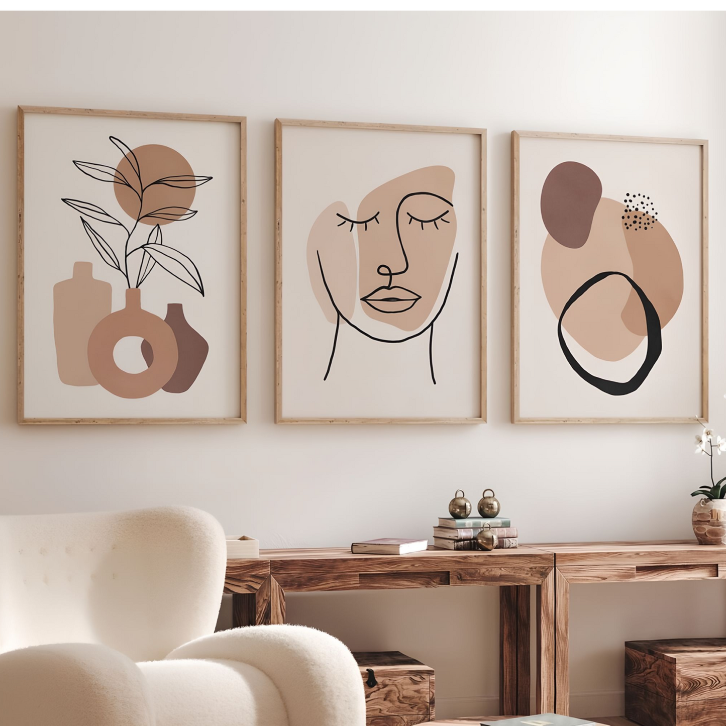 Tableau Abstrait Visage Style Bohème Moderne pour une Décoration Murale Artistique
