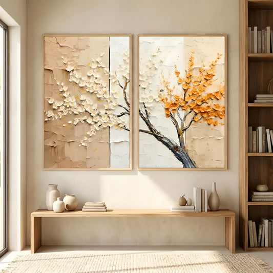 Duo de Tableaux Arbre 3D – Décoration Murale Moderne sur Toile