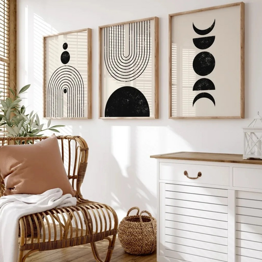 Trio de sous-verres noir et blanc au design artistique KWADECO