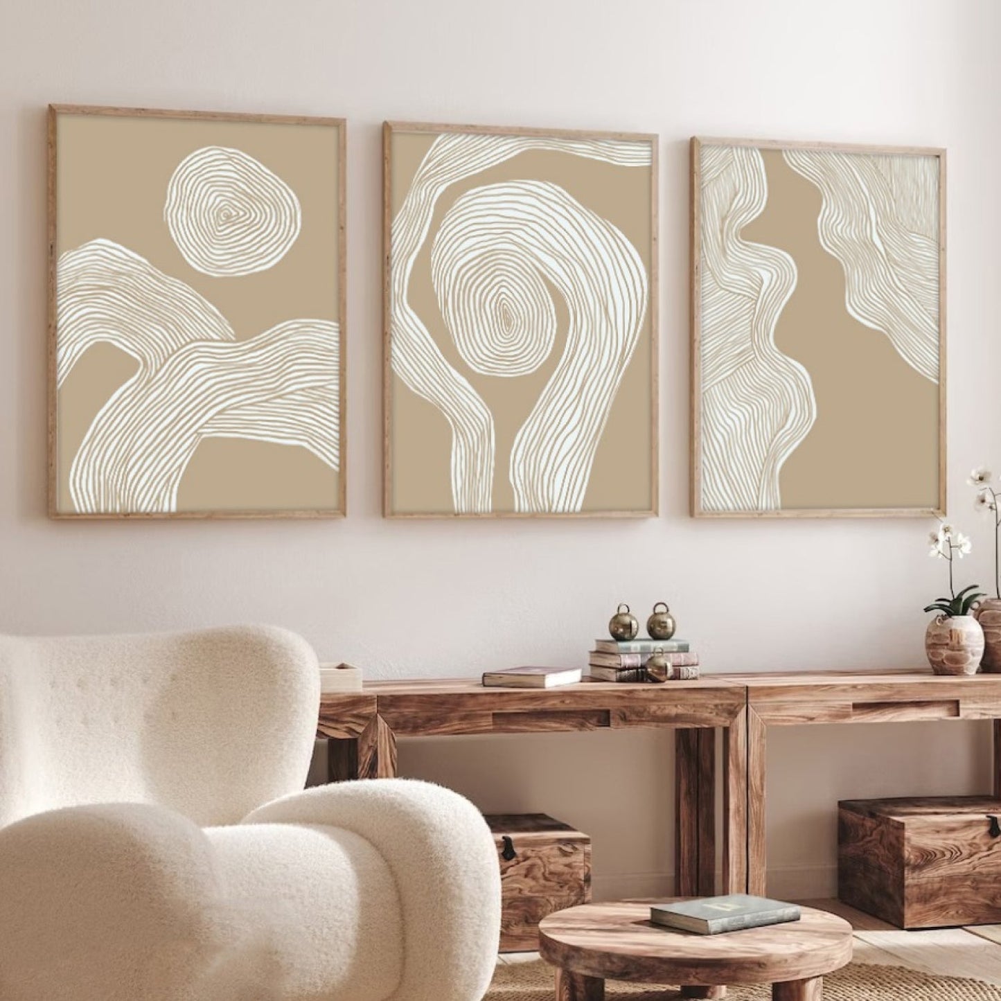 Poster sous verre avec des lignes ondulées KWADECO