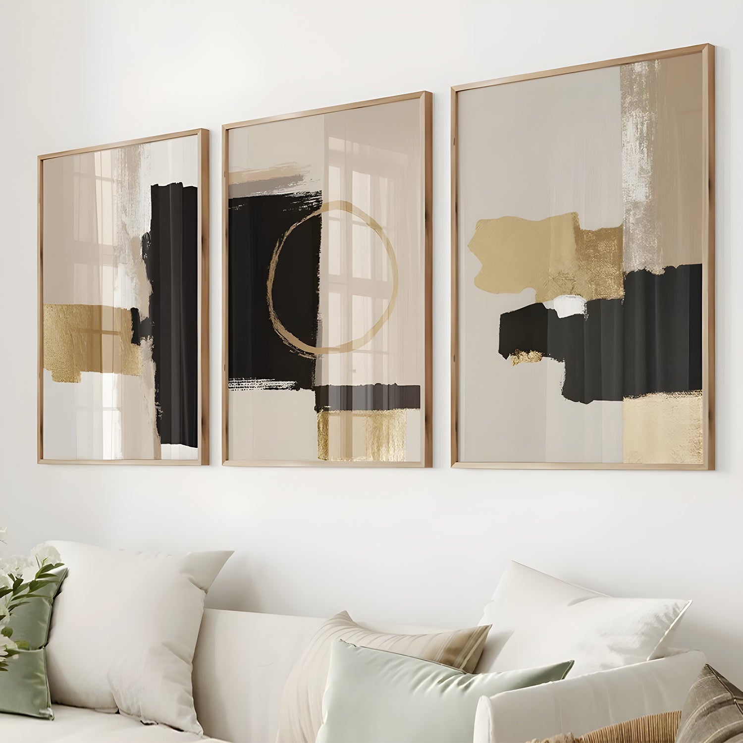 Poster sous verre abstrait noir et doré KWADECO