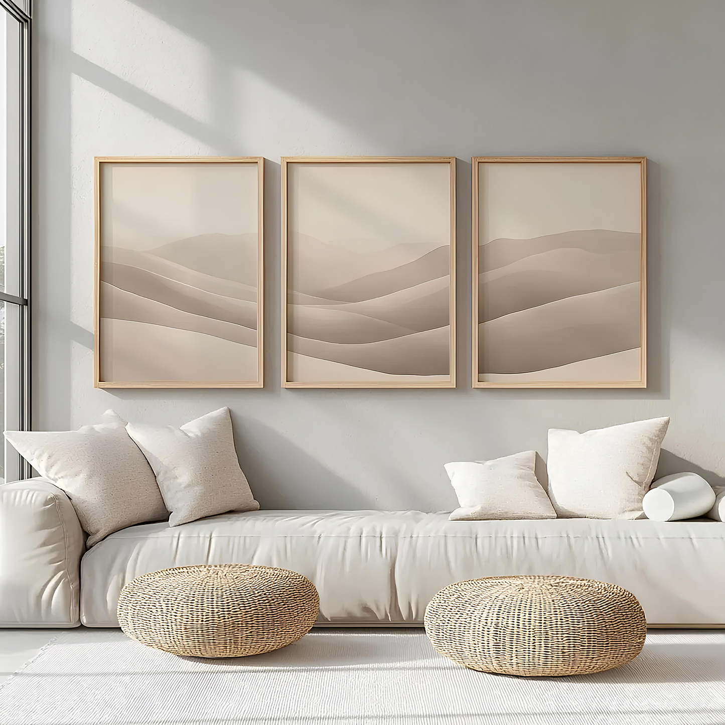Tableau Vague Abstraite aux Nuances Beige Style Moderne et Élégant