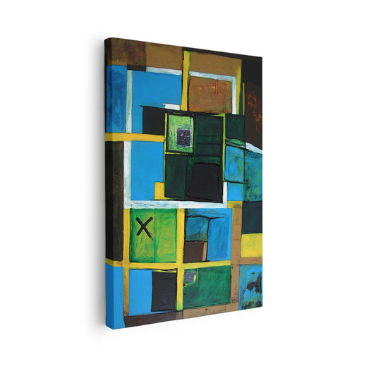 Tableau abstrait verticale aux formes colorées KWADECO