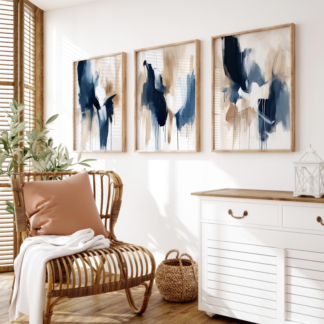 Composition abstraite bleue, style moderne et minimaliste