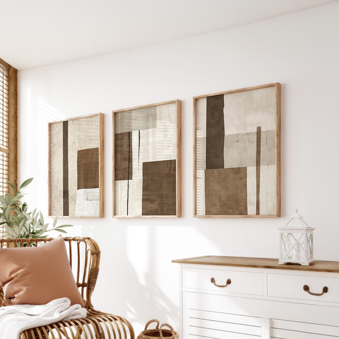 Composition aux nuances chaudes de beige et marron