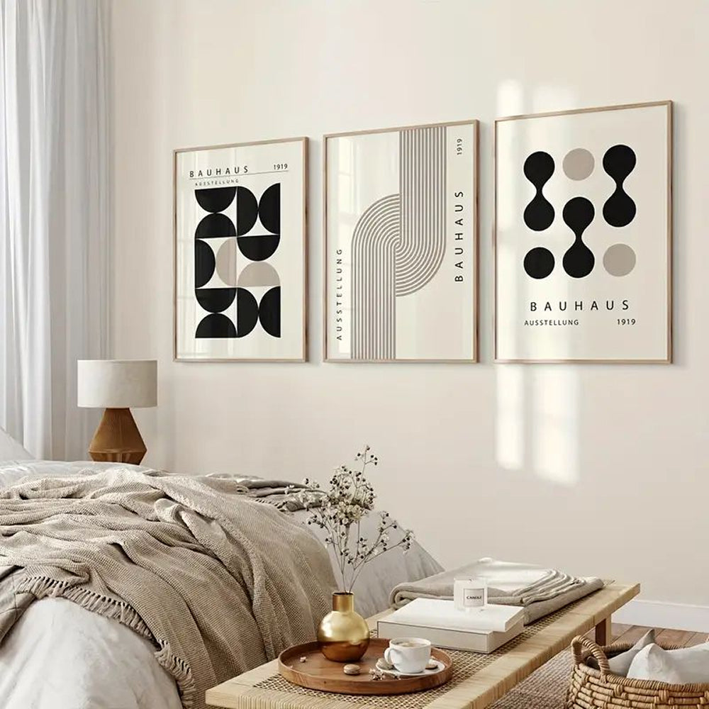 Composition murale bohème noire et aux formes géométriques