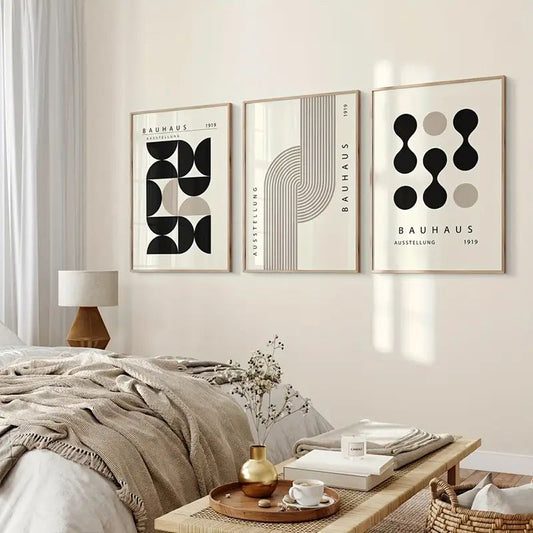 Composition murale bohème noire et aux formes géométriques