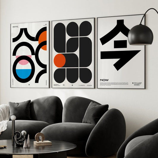 Composition Bauhaus moderne, explorant le contraste et le noir