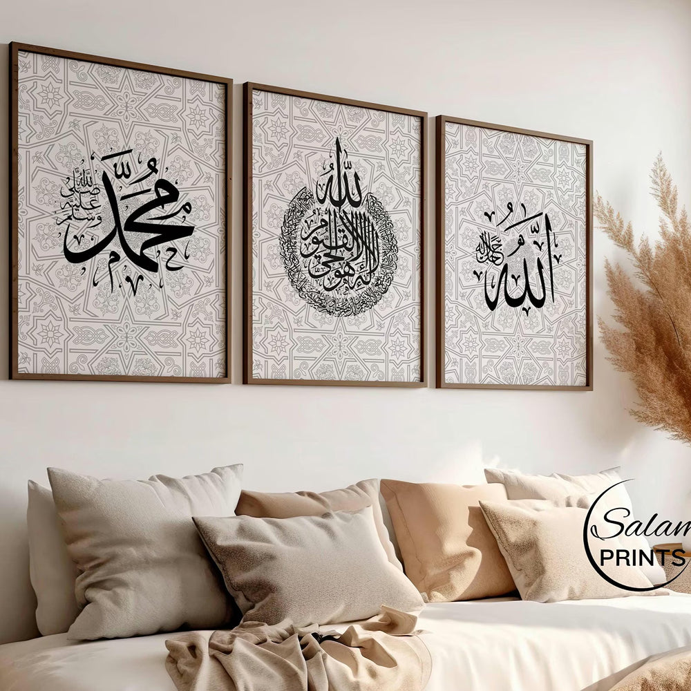 Composition moderne mêlant motifs abstraits et esthétique islamique