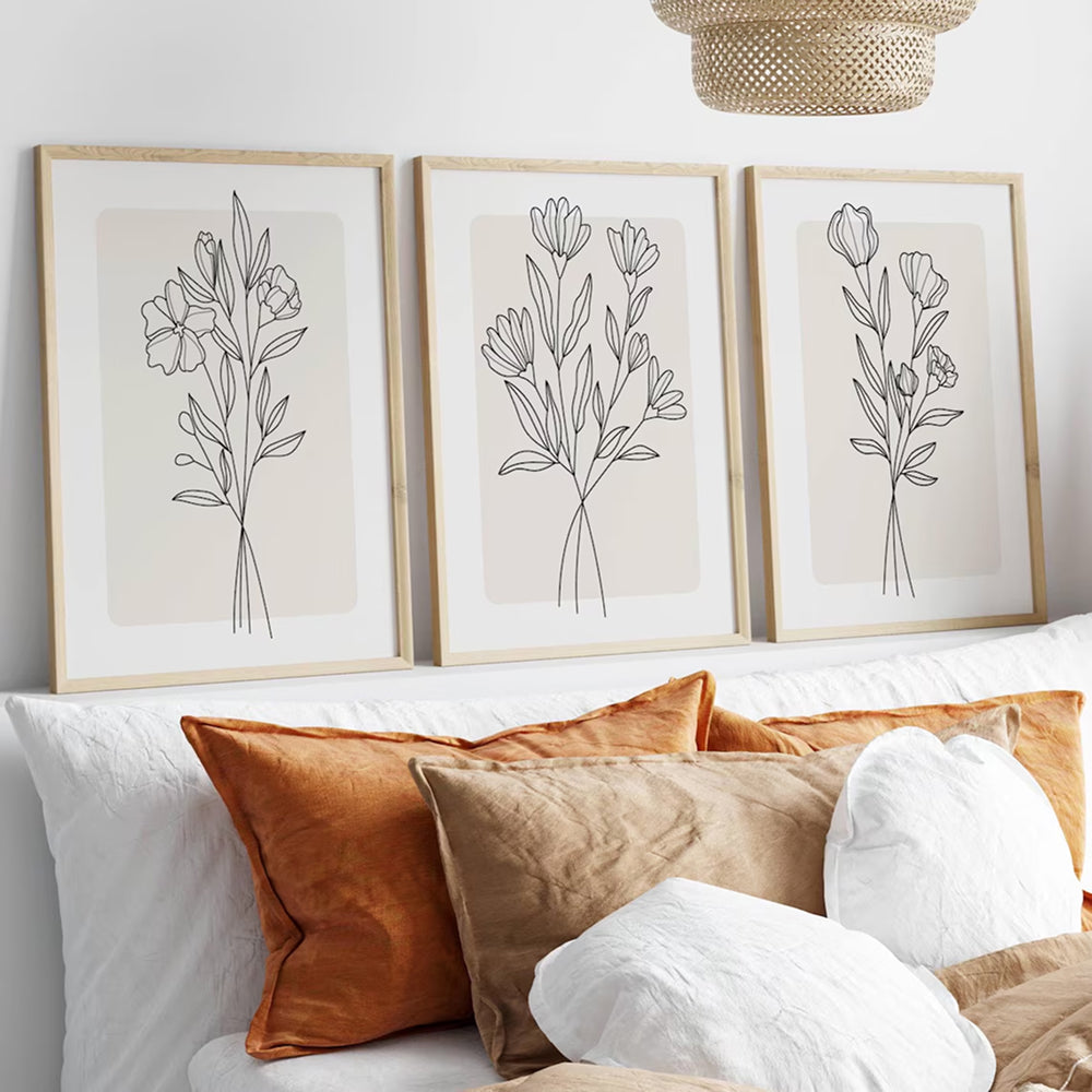 Art mural fleur noire sur fond blanc