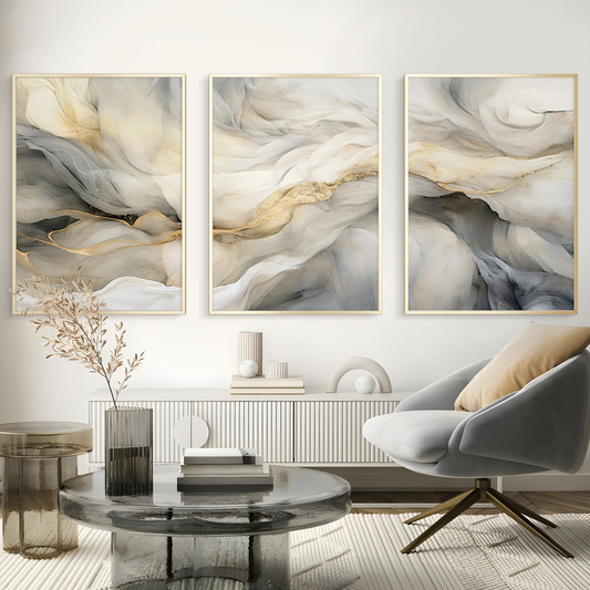 Trio de sous-verres en marbre au style artistique KWADECO