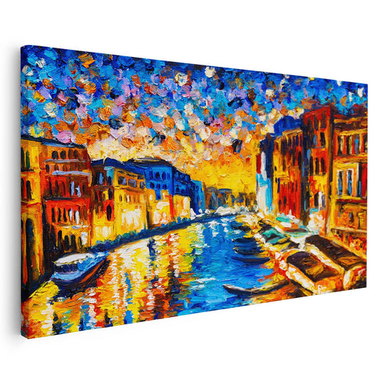 Tableau sur toile de ville colorée effet peinture KWADECO