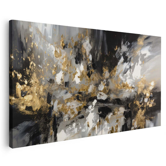 Tableau sur toile abstrait noir et doré KWADECO