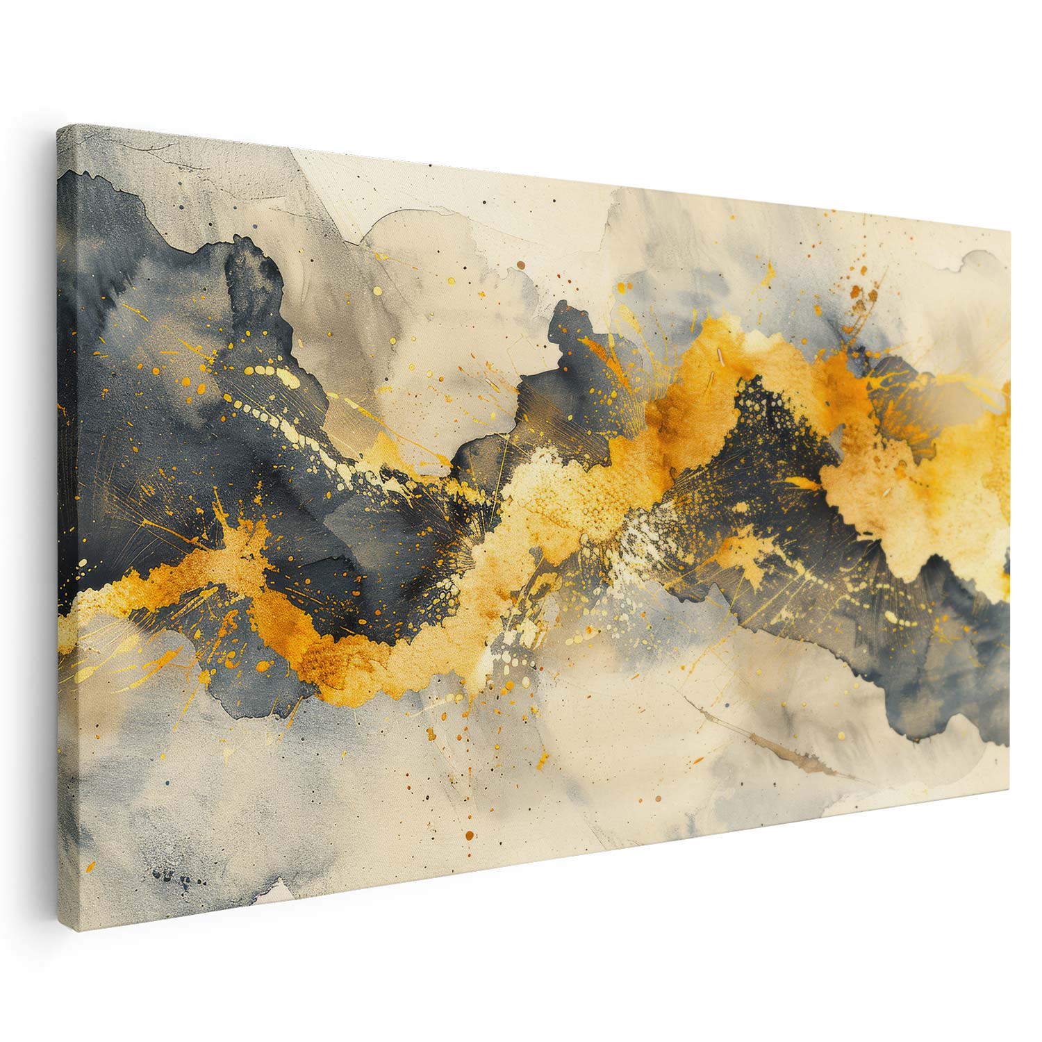 Tableau sur toile d'abstrait marbre doré en vague KWADECO