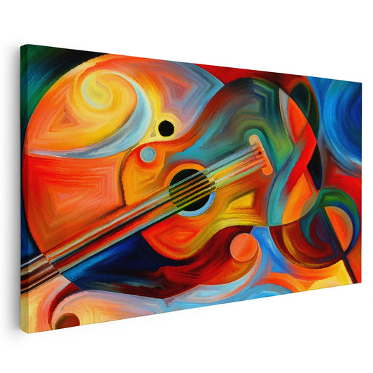 Tableau sur toile de guitare colorée KWADECO
