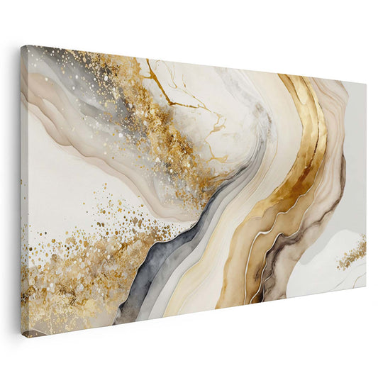 Tableau sur toile de marbre doré à motif vague KWADECO