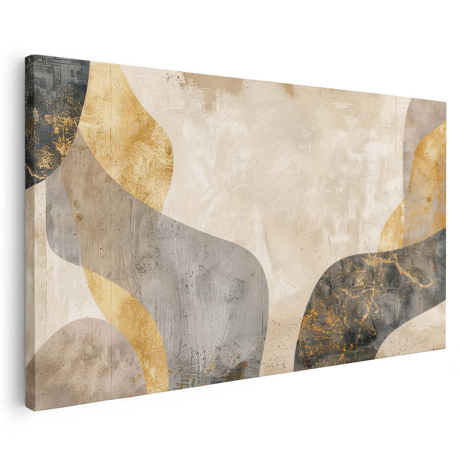 Tableau sur toile d'abstrait moderne art doré KWADECO