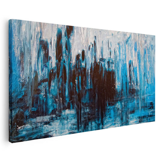 Tableau sur toile abstrait bleu artistique moderne KWADECO